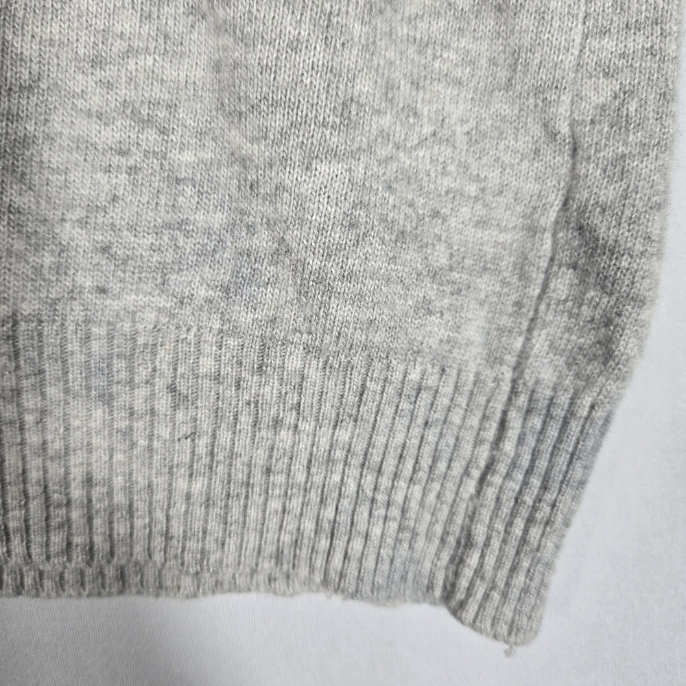 Luella Cashmere Blend Gray Crewneck Sweater Medium / Large Stripe Red Pink Trim - Picture 9 of 16